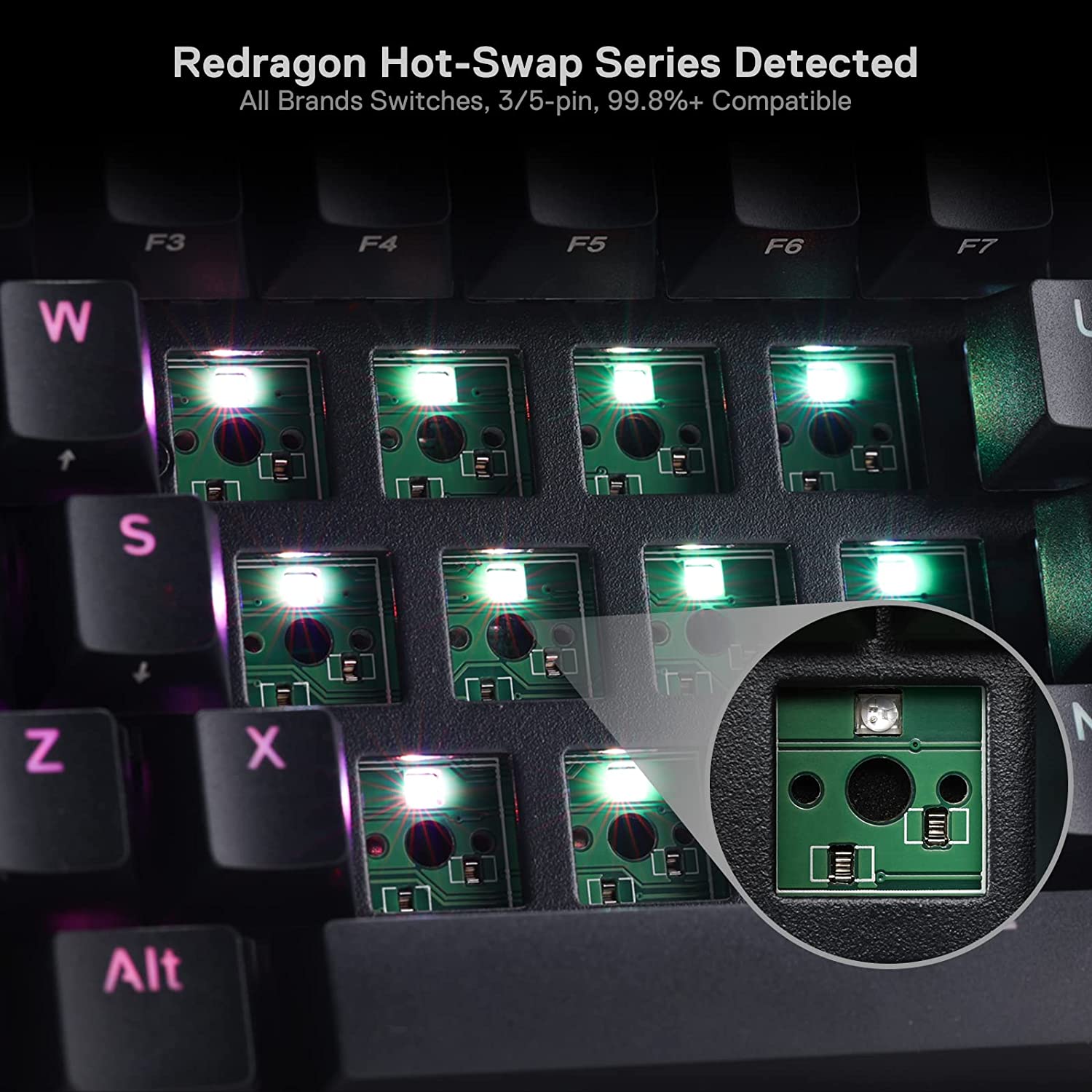 ريدراجون دراكونيك لوحة مفاتيح ميكانيكية سلكية تعمل بالبلوتوث باللون الأسود
