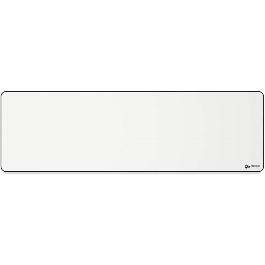 جلوريوس لوحة ماوس ألعاب ممتدة - لوحة ماوس طويلة من القماش الأبيض، حواف مخيطة | 11 بوصة × 36 بوصة (GW-E)