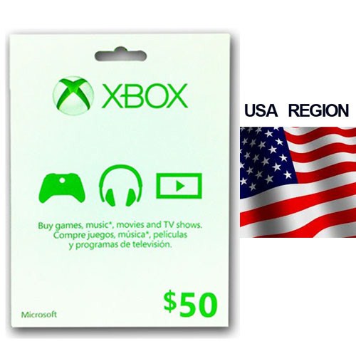 مايكروسوفت , بطاقة الألعاب اكس بوكس 50 دولار - حساب أمريكي