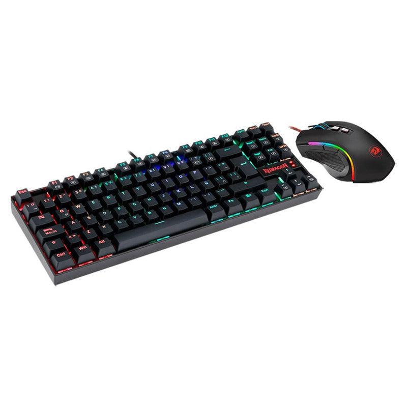ريدراجون كومبو K552 ماوس و لوحة مفاتيح مفاتيح ميكانيكية للألعاب , اضاءة RGB – باللون الاسود 